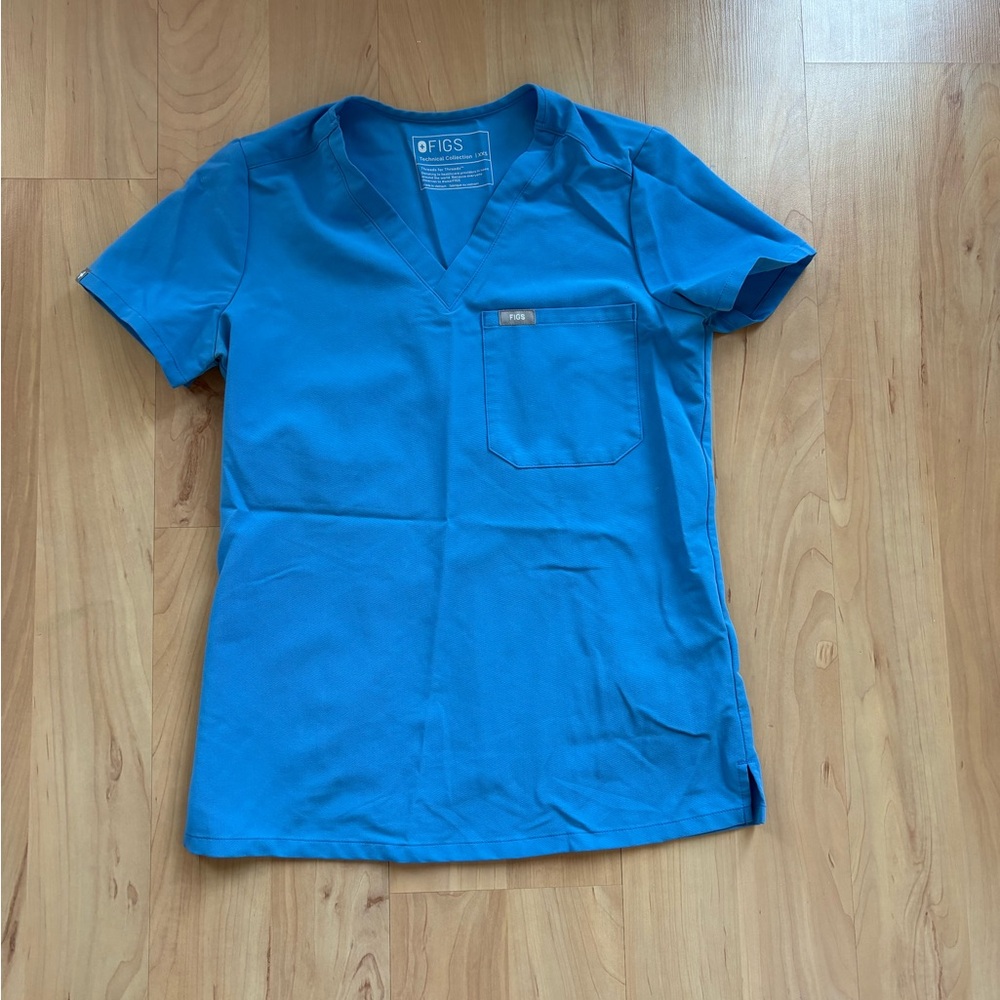 Figs Blue Technical Scrub Top